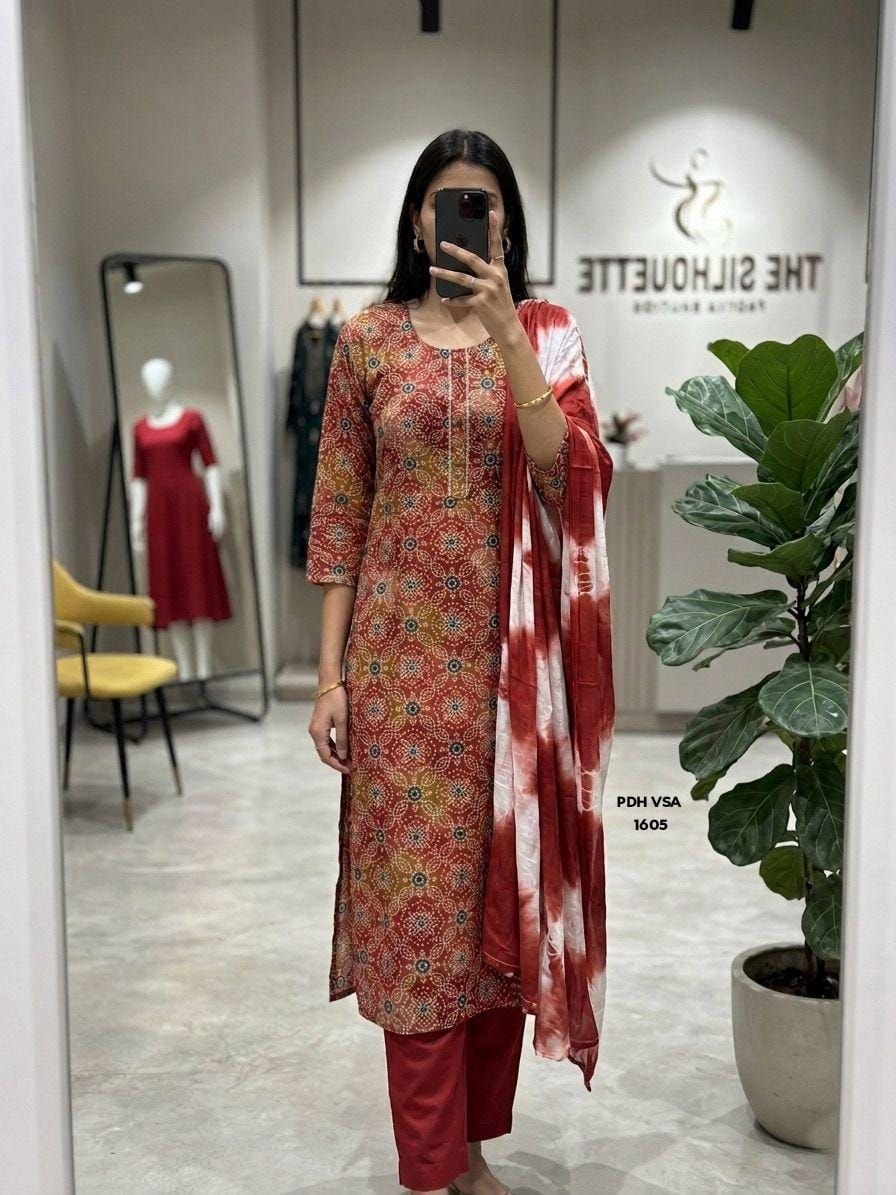 Traditional Printed Kurta set - Green